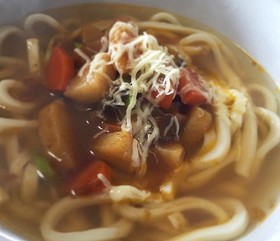 レトルトで簡単に☆チーズカレーうどん