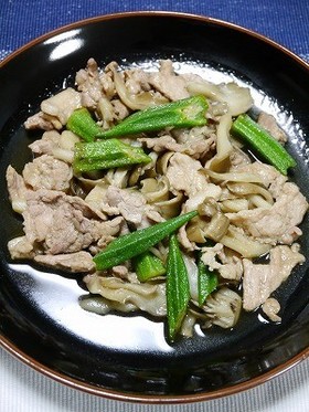 ヘルシー！豚肉と舞茸オクラのダシ煮