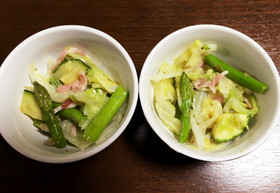 アスパラとベーコンのシンプル野菜炒め