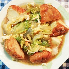 顆粒だしで簡単！白菜とさつま揚げの卵煮