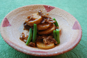 里芋と牛肉のレンジ煮