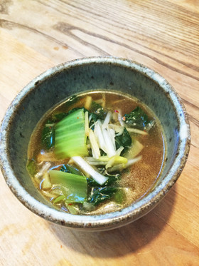 肉なしで白髪ねぎと青梗菜の麻婆風スープ