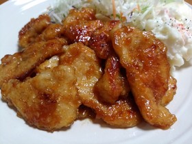 鶏むね肉がしっとり旨～い♪絡まる生姜焼