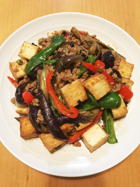 【彩り肉味噌で】茄子と厚揚げの肉味噌炒め