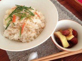 昆布水でにんじんご飯