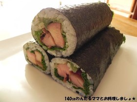 照り焼きチキンの簡単恵方巻き♪