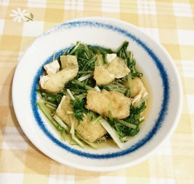 レンジとめんつゆで♪水菜と油揚げの煮浸し