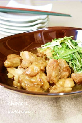 ☸水菜と鶏もも肉のすき焼き風煮☸