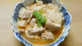 節約！旨い♪鶏むね肉と豆腐のめんつゆ煮！