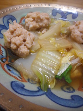 鶏団子と白菜の煮浸し