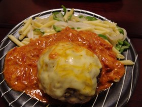 フライパン一つ♪ねぎ味噌トマトハンバーグ