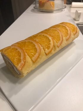 オレンジ・コンポートで作るロールケーキ